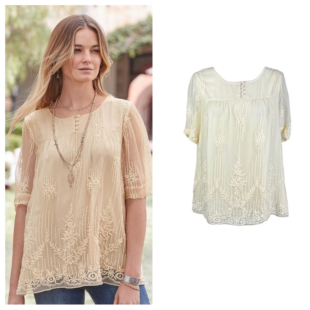 Sundance Cora Crinkle Chiffon Embroidered Tunic.